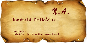 Neuhold Arikán névjegykártya